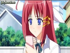 Redhead anime teenie gets facial