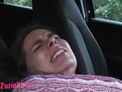 Zuzinka masturbates until orgasm in the car