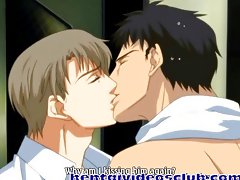 Anime gay couple hot kiss and touch