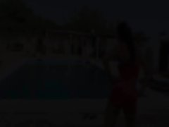 Six naked girls by the pool from italia
