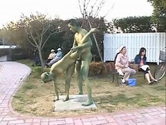 Asian chick is a statue getting some sex