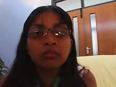 Glasses on the dark-haired Indian cocksucker