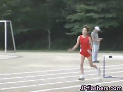 Asian amateur in nude track and field