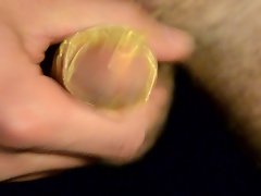 Big 3 days load in Golden Condom cumshot