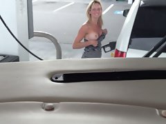 flashing at guy in gas station