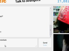 18yo teen play with fake girl on omegle while working