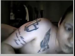 shaven tatoo chick shows her stuff on omegle