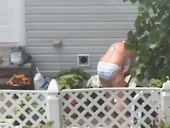 Spying on a Striped Bikini MILF