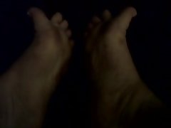 Chubby Friend makes a foot fetish video (dark 1st attempt)