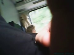 Train masturbation in front of older lady