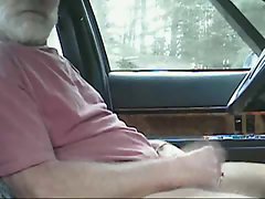 White bearded sexual dad tries to release in the car